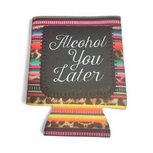 Alcohol You Later Colorful Striped Can Cooler